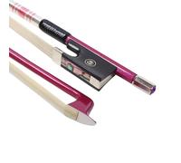 YoungMonic Violin Bow 4/4 Full Size 3 Color Carbon Fiber Violin Bow Ebony Bow Head Flower Tail Library Mother-Of-Pearl Inlay Lightweight Violin Bow Unbleached Premium Mongolian White Horsehair (pink)