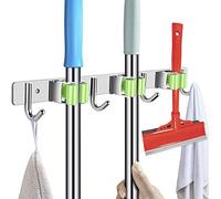 YoungNee Mop Broom Holder, 304 Stainless Steel Broom Holder, Wall Mounted, for Brush Mop and Broom Tool Storage (Green)