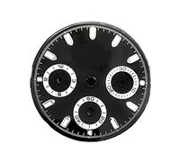 Youngran 29mm Watch Dial Compatible for VK63 Movement Green Luminous Dials Watch Repair Parts White Black Watch Faces Replacement Accessories Leisurely (Color : Black)