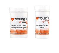 Young's Home Brewers Wine Yeast Compound & Campden Tablets 2 Pack Bundle - Suitable for Homemade Wine Making and Brewing - 60g Compound, 50pk Tablets
