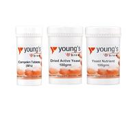 Young's Multi Purpose Dried Active Yeast With Campden Tablets, Yeast Nutrient 3 Pack Bundle - Ideal For Homemade Wine & Cider Making - 2x 100g Tubs, 50pk Tablets