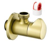 YOUNGSAY Angle Valve 1/2 Inch, Stainless Steel Angle Valve, Angle Valve, Self-Sealing with Sealing Tape for Kitchen Taps, Bathroom Fittings and Toilets (Gold)