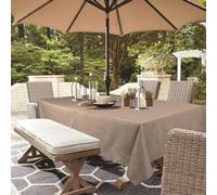 youngseahome Outdoor Tablecloth Wrinkle-Free Stain Resistant Waterproof Polyester Fabric Table Cover with Zipper Umbrella Hole for Picnic/Party/Dinner/Patio Garden(60×84inch,Zippered,Flax)