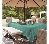 youngseahome Outdoor Tablecloth Wrinkle-Free Stain Resistant Waterproof Polyester Fabric Table Cover with Zipper Umbrella Hole for Picnic/Party/Dinner/Patio Garden(60×84inch,Zippered,Green)