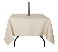 youngseahome Outdoor Tablecloth Wrinkle-Free Stain Resistant Waterproof Polyester Fabric Table Cover with Zipper Umbrella Hole for Picnic/Party/Dinner/Patio Garden(60×60inch Square,Zippered,Nature)