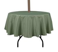 youngseahome Outdoor Tablecloth Wrinkle-Free Stain Resistant Waterproof Polyester Fabric Table Cover with Zipper Umbrella Hole for Picnic/Party/Dinner/Patio Garden(70inch Round,Zippered,Sage Green)