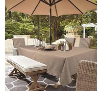 youngseahome Outdoor Tablecloth Wrinkle-Free Stain Resistant Waterproof Polyester Fabric Table Cover with Zipper Umbrella Hole for Picnic/Party/Dinner/Patio Garden(60×84inch,Zippered,Flax)