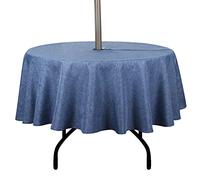 youngseahome Outdoor Tablecloth Wrinkle-Free Stain Resistant Waterproof Polyester Fabric Table Cover with Zipper Umbrella Hole for Picnic/Party/Dinner/Patio Garden(70inch Round,Zippered,Denim Blue)