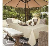 youngseahome Outdoor Tablecloth Wrinkle-Free Stain Resistant Waterproof Polyester Fabric Table Cover with Zipper Umbrella Hole for Picnic/Party/Dinner/Patio Garden(60×84inch,Zippered,Nature)