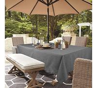 youngseahome Outdoor Tablecloth Wrinkle-Free Stain Resistant Waterproof Polyester Fabric Table Cover with Zipper Umbrella Hole for Picnic/Party/Dinner/Patio Garden(60×84inch,Zippered,Grey)