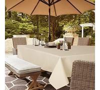 youngseahome Outdoor Tablecloth Wrinkle-Free Stain Resistant Waterproof Polyester Fabric Table Cover with Zipper Umbrella Hole for Picnic/Party/Dinner/Patio Garden(60×84inch,Zippered,Nature)