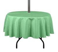 youngseahome Outdoor Tablecloth Wrinkle-Free Stain Resistant Waterproof Polyester Fabric Table Cover with Zipper Umbrella Hole for Picnic/Party/Dinner/Patio Garden(70inch Round,Zippered,Kelly Green)
