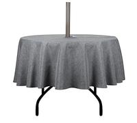 youngseahome Outdoor Tablecloth Wrinkle-Free Stain Resistant Waterproof Polyester Fabric Table Cover with Zipper Umbrella Hole for Picnic/Party/Dinner/Patio Garden(70inch Round,Zippered,Grey)