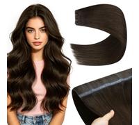 YoungSee 100g Butterfly Weft Hair Extensions, 18 Inch Ash Brown Human Hair Butterfly Weft Extensions, Invisible PU Hole Straight Hair Easy to Wear, OVO Wefts Hair Extensions with Micro Beads