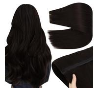 YoungSee 100g Butterfly Weft Hair Extensions Darkest Brown Human Hair Butterfly Weft Extensions 24 Inch Remy Straight for Adding Length Easy to Apply