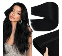 YoungSee 100g Butterfly Weft Hair Extensions Jet Black,Human Hair Butterfly Weft Extensions 22 Inch,Remy Straight Black,for Women,Easy to Apply