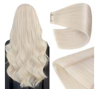 YoungSee 100g Butterfly Weft Hair Extensions Platinum Blonde Human Hair Butterfly Weft Extensions White Blonde Double Side PU Hair Extensions Wefts with Micro Beads 20 Inch