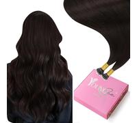 YoungSee 100g Nano Hair Extensions Real Human Hair Darkest Brown 22 inch Nano Tips Extensions Dark Brown Nano Beads Human Hair Extensions Brown Cold Fusion 100 Strands Long Straight