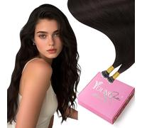 YoungSee 16inch Nano Hair Extensions Real Human Hair Dark Brown Nano Beads Hair Extensions Brown for Women Reflections Cold Fusion Long Lasting Lightweight No Tangle Tiny Attachment Stylish 50S 50g