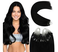 YoungSee 20inch Micro Hair Extensions Jet Black Micro Loop Hair Extensions Human Hair Black Reflections Cold Fusion Transparent Line Instant Length No Tangle Stylish Long Lasting Natural Remy 50s 50g