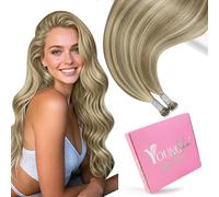 YoungSee 22inch Nano Beads Hair Extensions Highlight Light Brown and Platinum Blonde Hair Extensions Nano Loop Reflections Remy Hair for Versatile Styling Cold Fusion Smooth Texture Durable 50s 50g