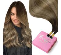 YoungSee 22inch Nano Ring Hair Extensions Brown Nano Hair Extensions Human for Natural Look Balayage Dark Brown with Blonde for Wedding Cold Fusion No shedding Double Drawn Natural Looking 50s 50g