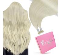 YoungSee 26inch Nano Hair Extensions White Blonde 100g Long Straight Hair | Nano Loop Hair Extensions Platinum Blonde,Nano Hair Extensions Real Human Hair Add Length,Gentle on Hair,Invisible Attachment