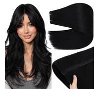 YoungSee 80g Butterfly Weft Hair Extensions Human Hair 16 Inch Jet Black Invisible Double Pu Hole Weft Extensions Remy Short Straight Add Length