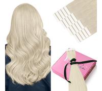 YoungSee Blonde Tape in Hair Extensions Human Hair Platinum Blonde Tape Hair Extensions Real Human Hair 12Inch 30g 20pcs Short Straight Hair for Women