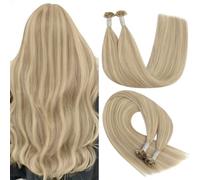 YoungSee Blonde U Tip Hair Extensions Real Human Hair Highlight Blonde Mixed Bleach Blonde Utip Hair Extensions Human Hair for Women 14In 1G/S 50G Easy to Apply