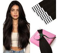 YoungSee Brown Tape in Extensions Human Hair, Darkest Brown Soft, Tape ins Human Hair for Daily Use, Tapes Hair Extensions, Silky Straight, 18 Inch 20pcs 50g