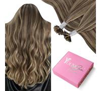 YoungSee Brown U Tips Hair Extensions Real Human Hair Highlight Brown Mixed Blonde U Tip Human Hair Highlight Hot Fusion Hair Extensions Utip 20In 1G/S 50G