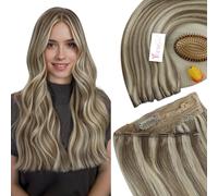 YoungSee Brown Wire Hair Extensions 18inch 120g Invisible Wire Hair Extensions Real Human Hair Highlight Light Brown with Blonde Wire Human Hairpiece Thick for Wedding