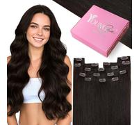 YoungSee Clip in Hair Extensions Brown 20inch 120g Clip in Human Hair Extensions Darkest Brown Invisible Dark Brown Hair Extensions Clips in for Women Long Straight Reusable 7 Separate Pieces