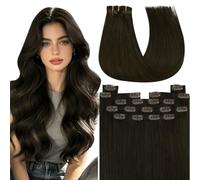 YoungSee Clip in Human Hair Extensions Black 12inch 80g 7pcs Human Hair Clip in Extensions Jet Black Short Straight Human Hair Extensions Clips in for Women