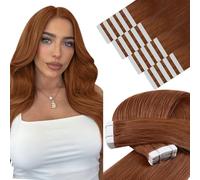 YoungSee Copper Tape Hair Extensions Real Human Hair, Copper, Tape in Hair Extensions, Invisible Tape-in Extensions, for Women, 22In 10pcs 25g