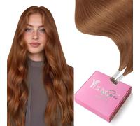 YoungSee Nano Beads Hair Extensions, 14inch 25g 25s, Copper, Nano Hair Extensions, Nano Ring Remy Human Hair Extensions, Easy to Take Care of, Ginger Reflections, Short Straight
