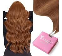 YoungSee Nano Hair Extensions Copper 16inch Nano Rings Hair Extension Ginger Nano Bead Hair Extensions Red for Wedding Cold Fusion Silky Straight Soft Reflections 25g 25s