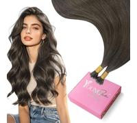YoungSee Nano Hair Extensions Mocha Brown 22inch,Nano Beads Hair Extensions Brown,Long Straight Human Hair Nano Ring Extensions,for Adding Length,Cold Fusion,Silky 50s 50g
