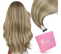 YoungSee Nano Hair Extensions, Nano Rings Hair Extension, Highlight Light Brown and Platinum Blonde, Nano Bead Hair Extensions for Wedding Silky Straight, Tangle Less, 22inch 50s 50g