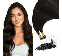 YoungSee Nano Hair Extensions Real Human Hair Dark Brown 14inch 100g 100s And 500pcs Dark Brown Nano Rings Copper 3mm Invisible Tiny Attachment