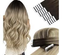 YoungSee Ombre Tape in Hair Extensions Human Hair 20 Inch Ombre Tape ins Human Hair Extensions for Adding Hair Volume Dark Brown to Blonde with Brown Balayage 20pcs 50g