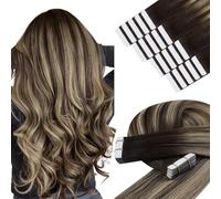 YoungSee Tape in Hair Extensions Human Hair Balayage SeamlessTape on Hair Extensions Ombre Dark Brown to Ash Blonde 14 Inch 20pcs 50g Easy to Wear Hair