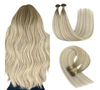 YoungSee U Tip Hair Extensions Human Hair Ash Blonde Ombre Blonde Balayage Utip Remy Hair Extensions for Short Hair Hot Fusion 14In 50G/50S