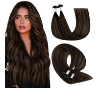 YoungSee U Tip Hair Extensions Human Hair Brown Balayage K Tip Hair Extensions Real Human Hair Dark Brown Ombre Brown Hot Fusion 16In 50s/50G Soft Hair