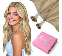 YoungSee U Tip Hair Extensions Human Hair Golden Blonde and Blonde Highlight Hair Extensions U Tip Blonde 22In 1G/S 50G Silky Straight