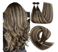 YoungSee U Tip Hair Extensions Human Hair Ombre Dark Brown Mixed Ash Blonde U Tip Human Hair Extensions Ombre Keratin Tip Extension Balayage 16 Inch Hot Fusion Extension for Everyday Wear 1G/S 50G