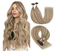 YoungSee U Tips Human Hair Extensions Balayage Light Brown and Platinum Blonde U tip Hair Extensions Balayage 1G/S 50G 20In Straight Hair for Women
