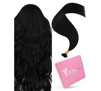 YoungSee Utip Hair Extensions Human Hair Black U Tip Hair Extensions Real Hair Jet Black 14In K Tips Extensions for Women 50s/50g Natural Look