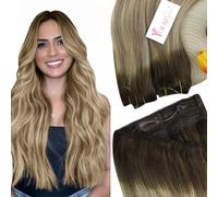 YoungSee Wire Extensions Human Hair Ombre 20inch 100g Secret Wire Real Human Hair Extensions Dark Brown Ombre Light Brown with Blonde Hidden Wire Human Hairpiece for Long Straight